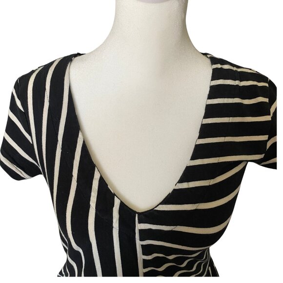 Effie's Heart Size Small Black & White Striped Asymmetrical Fit and Flare Top - Picture 4 of 13